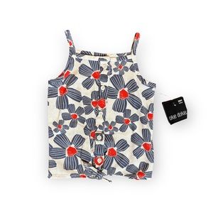 Okie Dokie Toddler Girl Spaghetti-Strap Shirt White Blue & Red NWT Size 18 Month